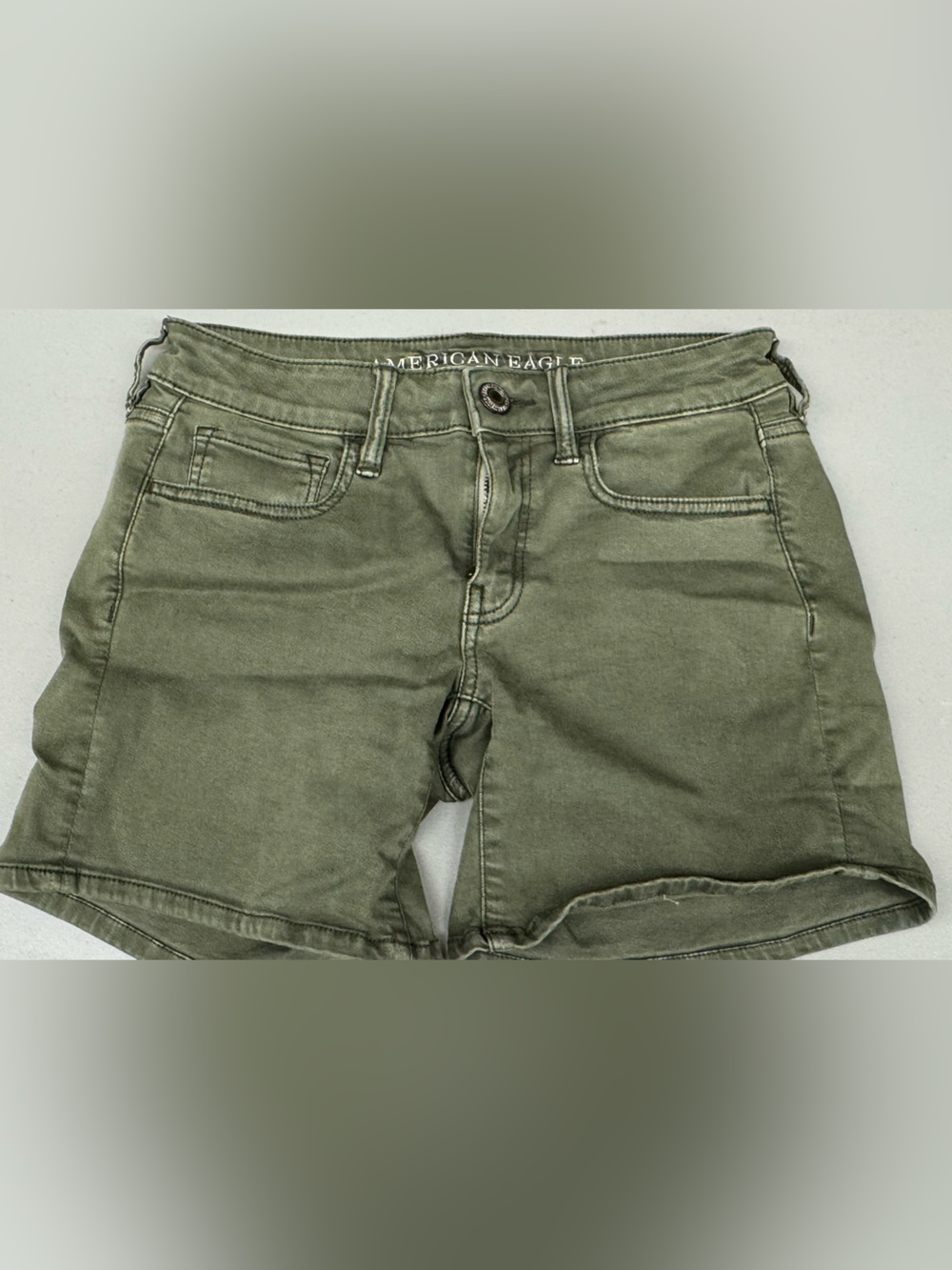 American Eagle Outfitters Olive Green Denim Jean Midi Shorts Contemporary Y2K